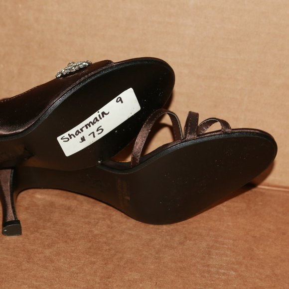 TOUCH UPS Sharmain brown shoes women's size 9M evening heels - display - Picture 10 of 12